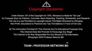 Copyright Disclaimer Intro Video Made By Professor Network BD...
