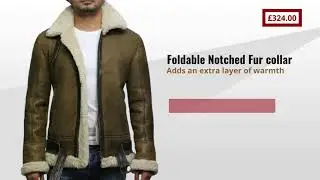Brandslock Men's Aviator Real Shearling Sheepskin Leather Bomber Flying Jacket-Ben