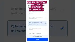 MARINA PROTOCOL DAILY QUIZ ANSWER 9 OCTOBER 2025 #shorts #marina