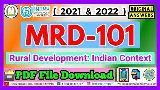 MRD 101 Solved Assignment 2022 IGNOU MRD101 Rural Development Indian Context PDF DOWNLOAD