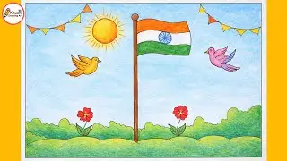 Republic Day Drawing 🇮🇳 | Easy Indian Flag Drawing for Kids | 26 January Drawing