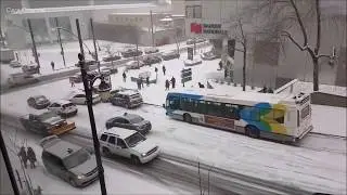 ❄ Epic Cars Pile Up During Snow/Ice Storm ❄ Beaver Hall - Montreal