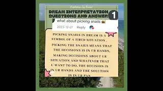 Dream interpretation Questions and answer , picking snails in dream meaning.