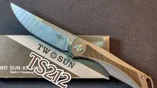 TWOSUN TS212 TITANIUM CARBON FIBER INSERTS D2, medium lightweight EDC #knifereview #knifedisassembly