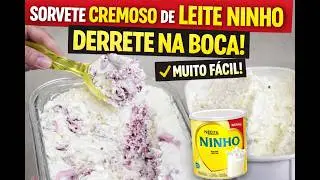 SORVETE DE LEITE NINHO CREMOSO–sem máquina, sem erro e viciante 🍨#SorveteDeLeiteNinho #sorvetefacil