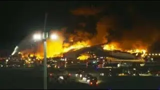 ASÍ SE INCENDIÓ UN AVIÓN EN JAPÓN CUANDO HACÍA LAS MANIOBRAS DE ATERRIZAJE