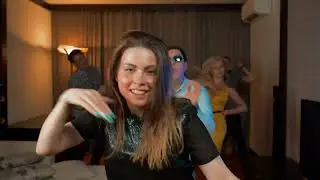 young people dancing cheerfully