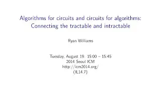 ICM2014 VideoSeries IL14.7: Ryan Williams on Aug19Tue