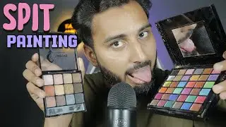ASMR_ Fast & Slow Makeup Spit Painting #asmrmakeup #asmrspitpainting #asmrfast