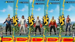 Maxim vs Dimitri vs k vs Alok vs A124 in zone test Free Fire _para SamsungA3,A5,A6,A7,J2,J5,J7