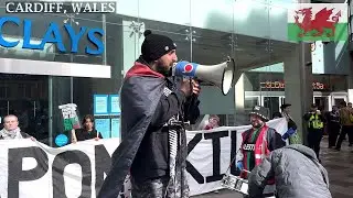 March for justice in Gaza, Barclays Bank Cardiff Wales