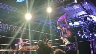 Finish to Axel Tischer v Mike D tables match. .  At Progress Wrestling stay humble