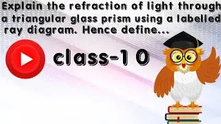 Explain the refraction of light through a triangular glass prism using a labelled ray diagram.