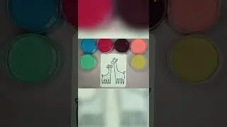 Color sand painting of giraffe mother and child series 2 #shorts #sandpainting