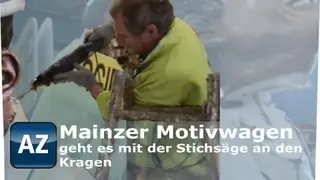 Mainzer Motivwagen geht es mit der Stichs&auml;ge an den Kragen
