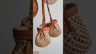 BAANSTRAW bag. Wicker straw bag with leather handle#handbags #thaibag #wickerbag #strawbag #huahin