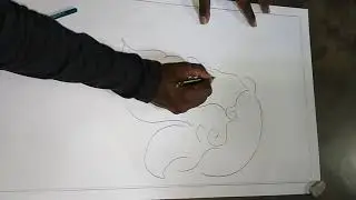 Out line drawing of Robindranath tagor.