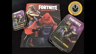 Abrimos TIN BOX - Caja met&aacute;lica Coleccionista 15 sobres - Cromos Fortnite 2021 - Black Frame Series