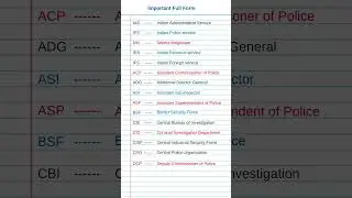 IAS | Important full forms|  ips, ssc| dig| sp| pps| gk | #ias #dm #ssc #upsc #shorts