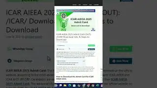 ICAR AIEEA 2025 Admit Card (OUT): /ICAR/ Download Link, & Steps to Download