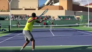 ATP/WTA Crossover - Gael Monfils Practicing with Karolina Pliskova