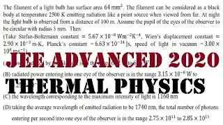 Jee advanced 2020 paper 1 question 8  The filament of a light bulb has surface area 64 mm2. The