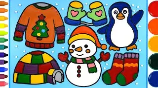 Winter Set, Snow man Compilation Drawing, Painting | Jelly Coloring for Kids & Toddlers | Kids Song
