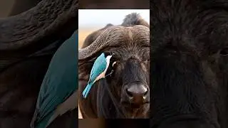 🙂🐦A cute bird helping buffalo 🐃 #buffalo #bird #helping #wildlife #viralshorts