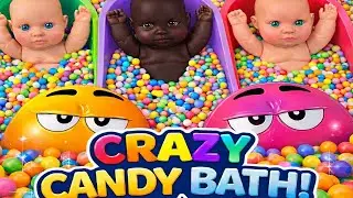 Super Long Full of 3 Rainbow BathTubs Candy with M&M's & Magic Slime Cutting Video