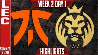 FNC vs MAD Highlights | LEC Summer 2020 W2D1 | Fnatic vs MAD Lions