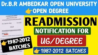 Special Readmission for Degree Students(1987-2012) Batches in BRAOU@StudentUpdates247