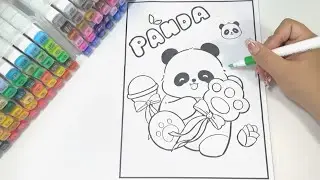 Satisfying Coloring with Markers | Panda Drawing 🐼🎨✨