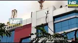 The Bawarchi Hotel in Rayadurg caught fire.  Heavy blazing fires from the 2nd floor.  Fire crews