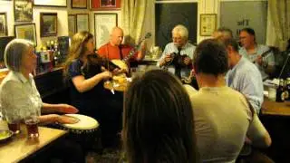 Barn dance, folk dance and ceilidh musicians in session at The Bell, Chittlehampton, Devon, UK