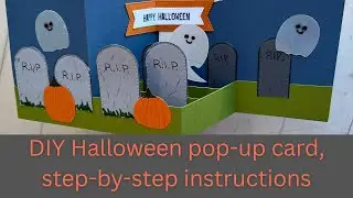 Handmade Halloween graveyard pop-up card, faux Z-fold, how to