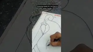 Drawing ready for carving on white Indian marble #drawing #carving #marble #marblecarving #design