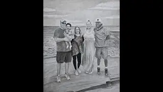 Charcoal Drawing Timelapse | Memorial Family Portrait from Separate Photos