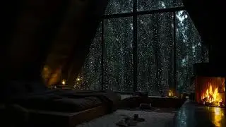 🌙 Cozy Rainy Cabin with Fireplace | Deep Sleep & Relaxing Night Sounds