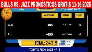 Chicago Bulls vs Utah Jazz 11/16/2025 Pron&oacute;sticos GRATIS de la NBA para Hoy