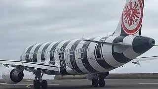 A320 Condor ♟️Eintracht Frankfurt Livery♟️takeoff at Madeira Island Airport 