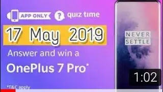 TODAY AMAZON QUIZ ANSWER ! WIN ONEPLUS 7 PRO ! 17 MAY 2019