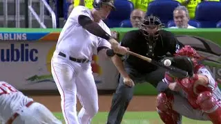 PHI@MIA: Bour goes second-deck for two-run home run