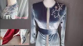 خياطة قفطان قطيفة موبرا بالدوبلوغ عصري الجزء 2 coudre caftan velours avec doublure partie
