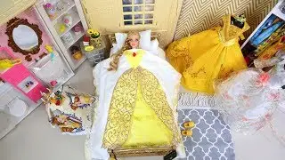 Barbie Doll Princess Bedroom Morning Routine - Beauty & The Beast Dress up