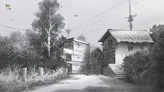 How to Draw Day Light Village Street Art
