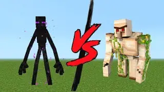 Mutant Enderman vs Iron Golem in Minecraft Mob Battle