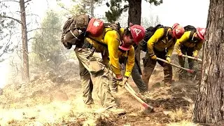 Firefighters, air attack on the lines of the Flat Fire