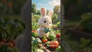 watering plants in the rabbit garden #shorts #viralvideo #rabbit #mybunny #cute #animation