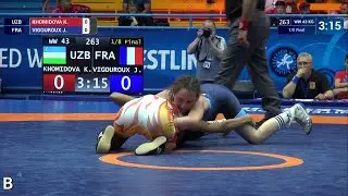 1/8 WW - 43 kg: K. KHOMIDOVA (UZB) v. J. VIGOUROUX (FRA)