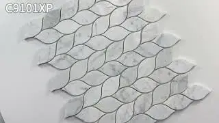Carrara White Marble Leaf Shape Mini Mosaic Tile Polished (SKU: C9101XP) - Italian Stone